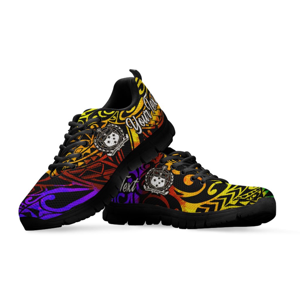 Samoa Custom Personalised Sneakers - Rainbow Polynesian Pattern - Polynesian Pride