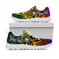 Samoa Custom Personalised Sneakers - Rainbow Polynesian Pattern - Polynesian Pride