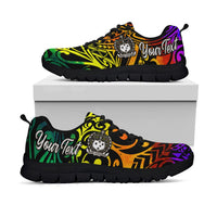 Samoa Custom Personalised Sneakers - Rainbow Polynesian Pattern - Polynesian Pride