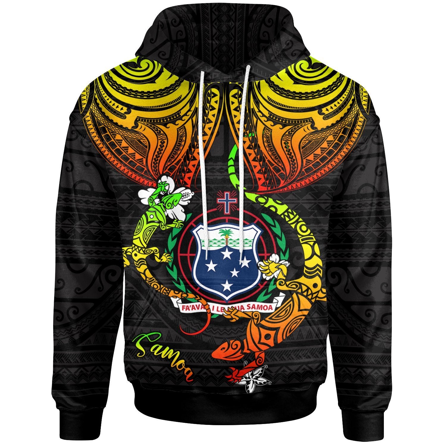 Samoa Hoodie Lizard Good Chest Unisex Reggae - Polynesian Pride