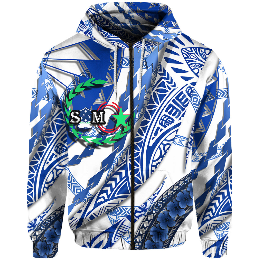 Custom Samoa Hoodie Artsy Style White LT9 Zip Hoodie White - Polynesian Pride