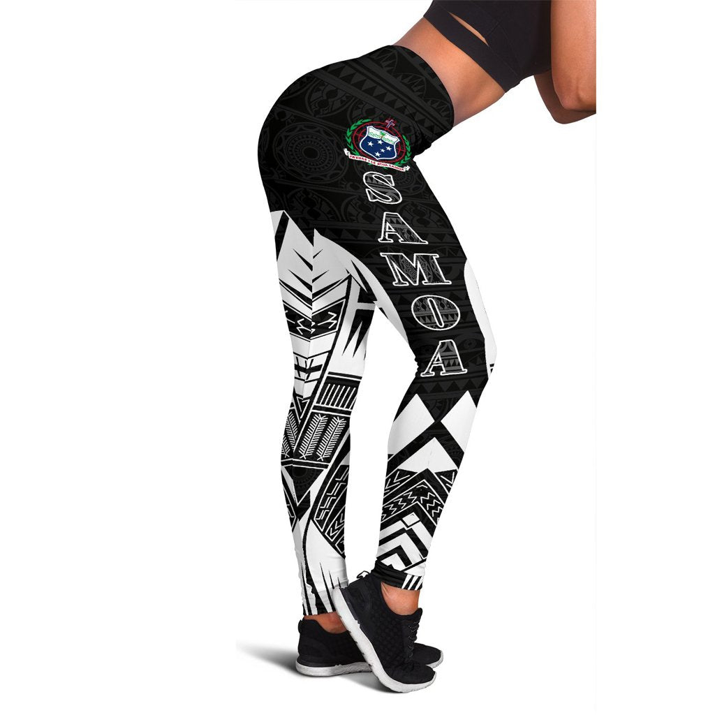 Samoa Polynesian Leggings - Polynesian Tattoo Black Version Black - Polynesian Pride