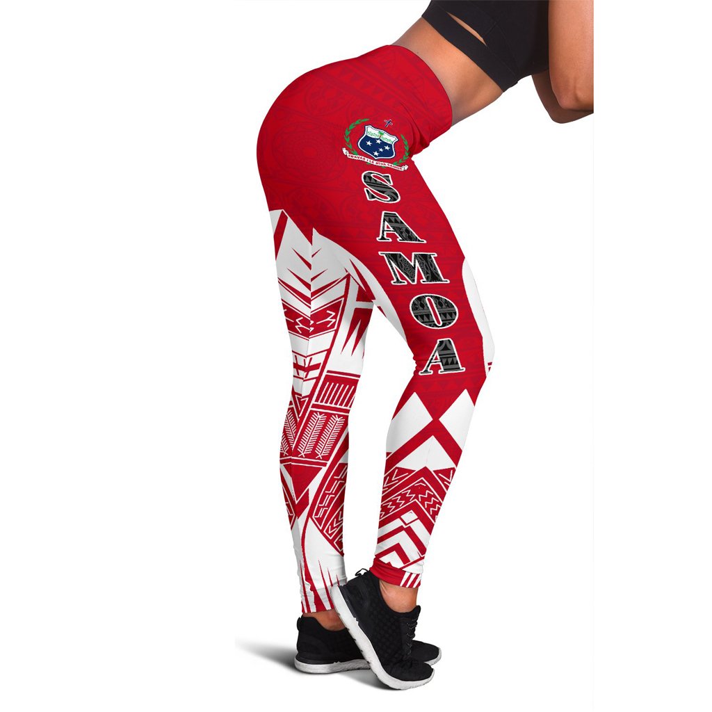 Samoa Polynesian Leggings - Polynesian Tattoo Flag Version White - Polynesian Pride