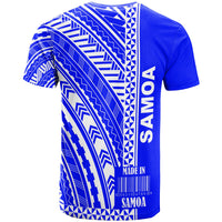 Samoa T Shirt Barcode Blue Color - Polynesian Pride