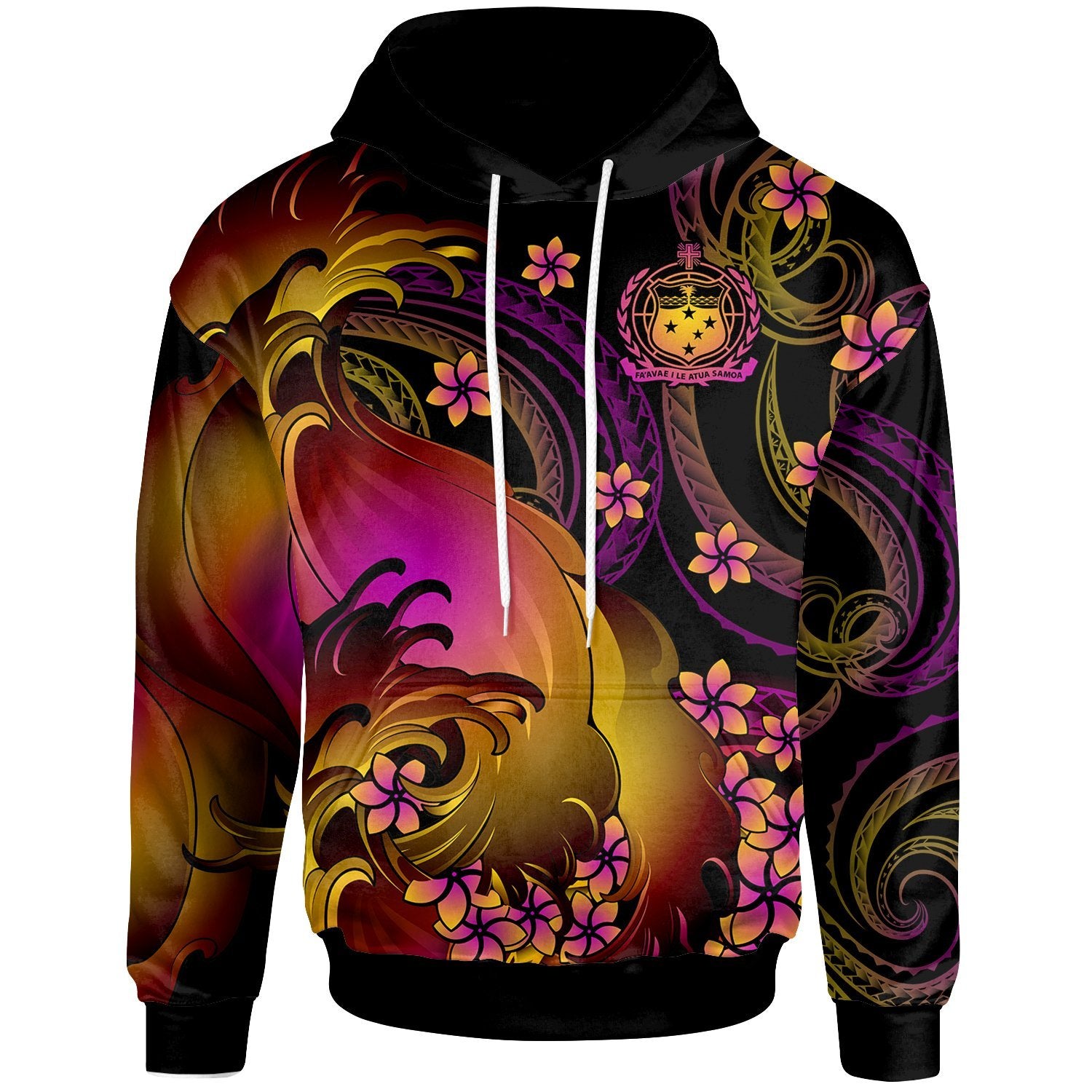 Samoa Hoodie Samoa in wave Unisex Black - Polynesian Pride