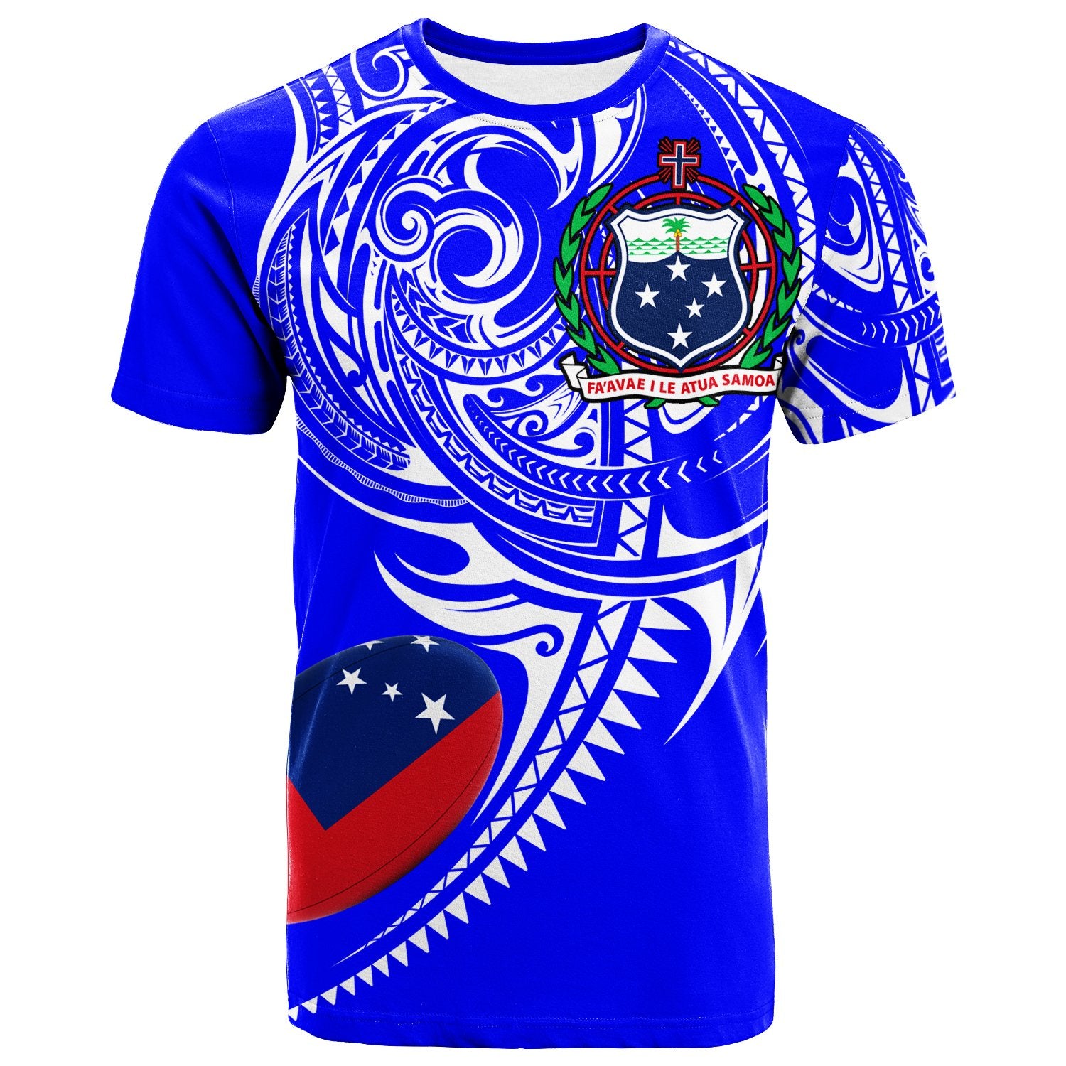 Samoa T Shirt Samoan Rugby Style Blue Color Unisex Blue - Polynesian Pride