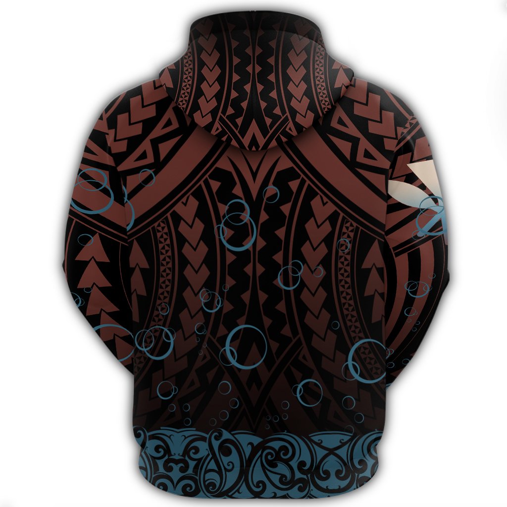 Hawaiian Kanaka Shark Zipper Hoodie Bubbles Style - Polynesian Pride