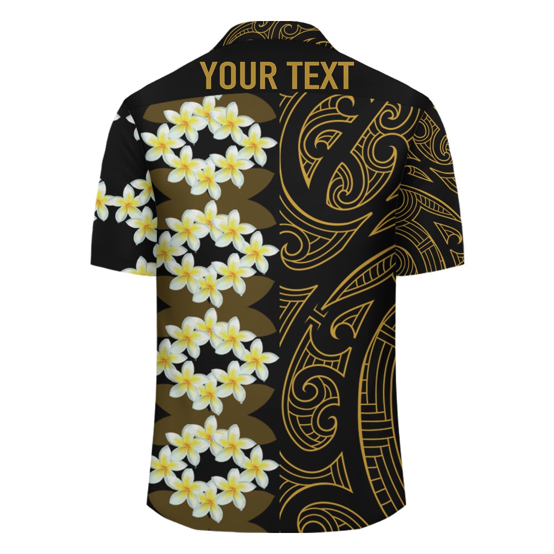 (Personalized) Plumeria Seal Polynesian - Hawaiian Shirt - Gold - Curtis Style - Polynesian Pride