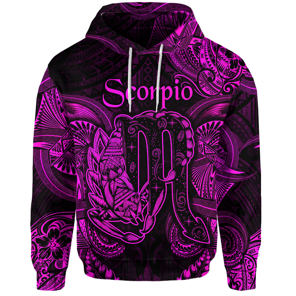 Custom Scorpio Zodiac Polynesian Hoodie Unique Style Pink LT8 - Polynesian Pride