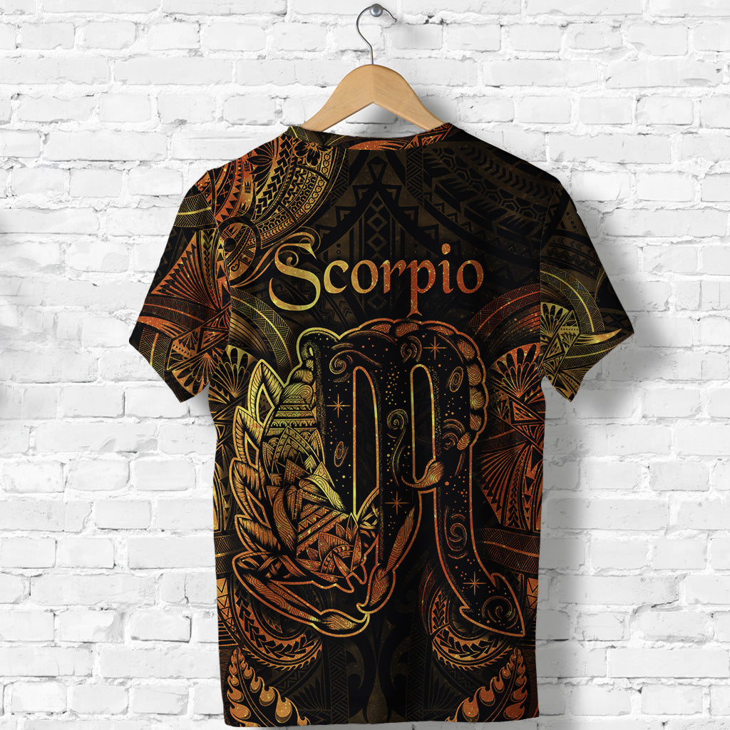 Scorpio Zodiac Polynesian T Shirt Unique Style Gold LT8 - Polynesian Pride