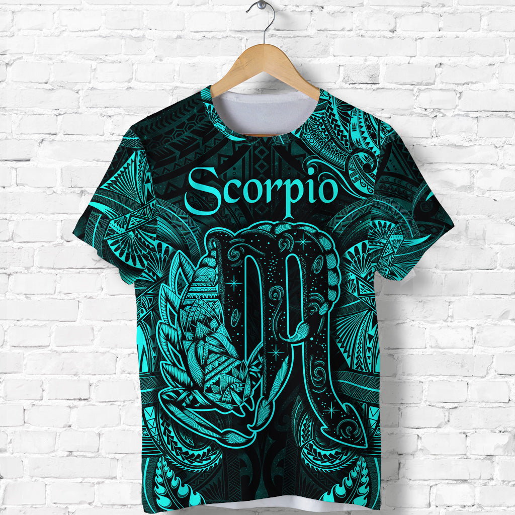Custom Scorpio Zodiac Polynesian T Shirt Unique Style Turquoise LT8 - Polynesian Pride
