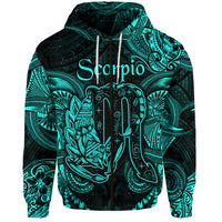 Scorpio Zodiac Polynesian Zip Hoodie Unique Style Turquoise LT8 - Polynesian Pride