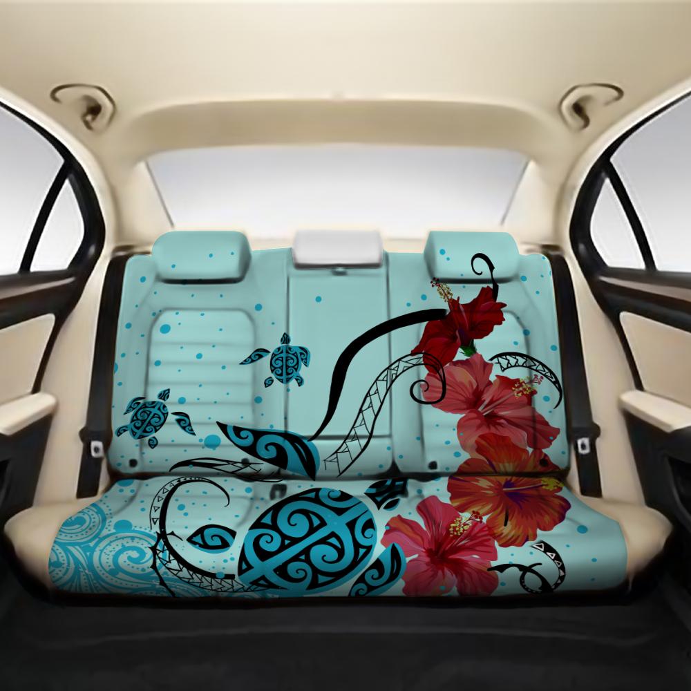Sea Turtle Hibiscus Back Seat Cover AH One Size Black Back Car Seat Covers - Polynesian Pride