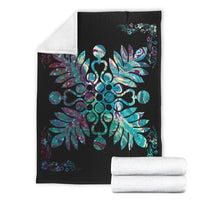 Hawaiian Quilt Maui Plant And Hibiscus Premium Blanket - Shell Black - AH - Polynesian Pride