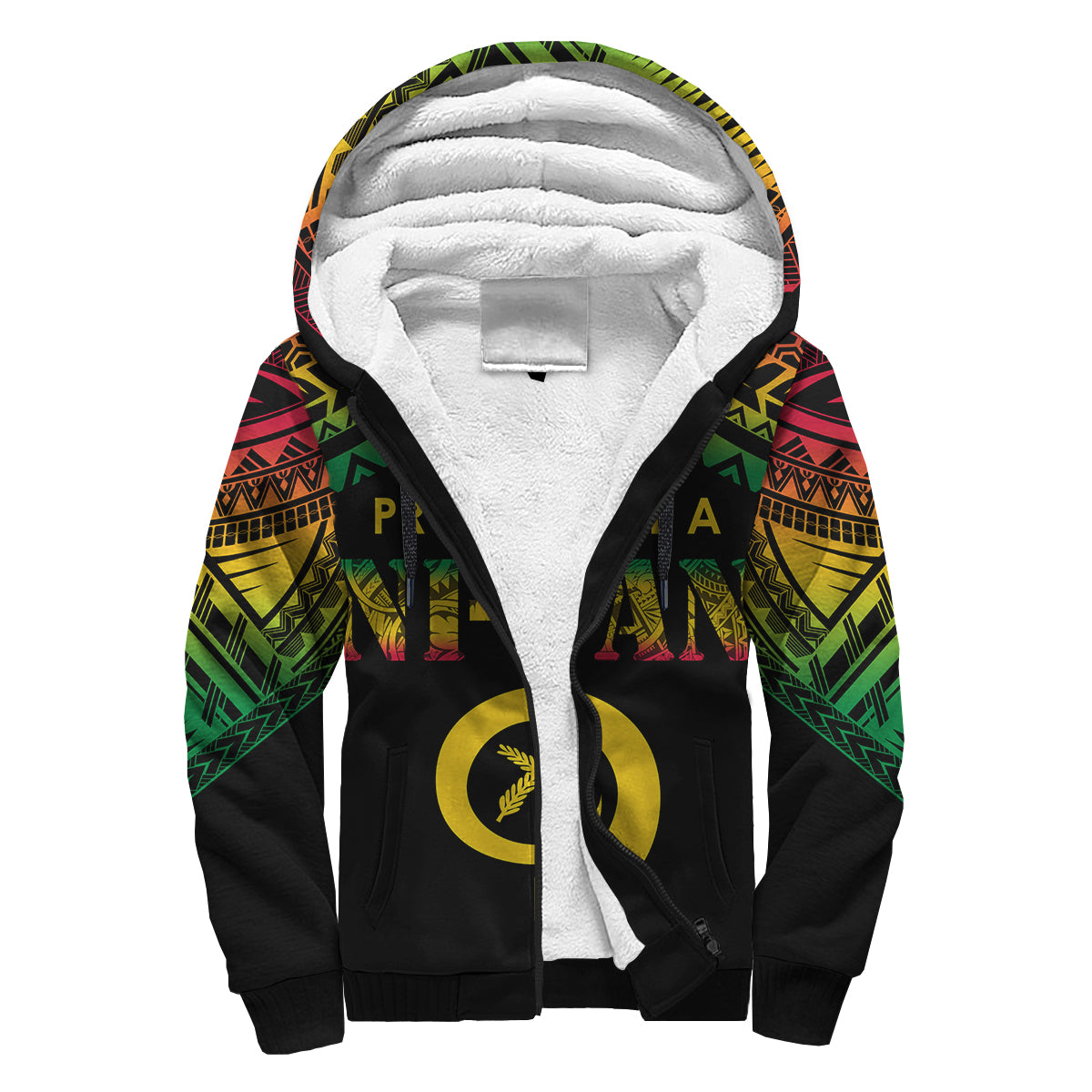 Vanuatu Proud To Be A Ni-Van - Polynesian Pattern Sherpa Hoodie LT7 Unisex Black - Polynesian Pride