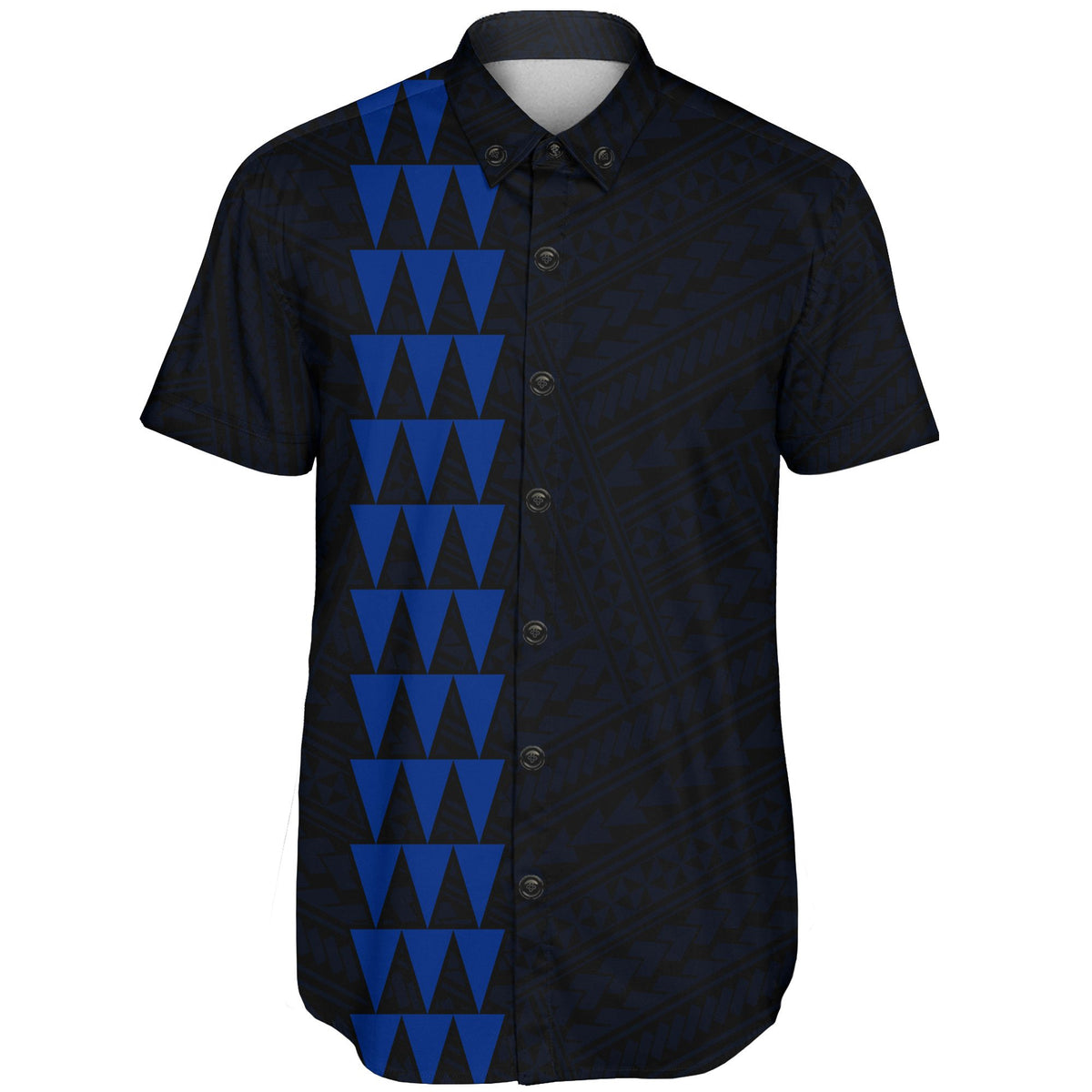 Hawaii Kakau Polynesian Hammerhead Shark Short Sleeve Shirt - Blue - Polynesian Pride