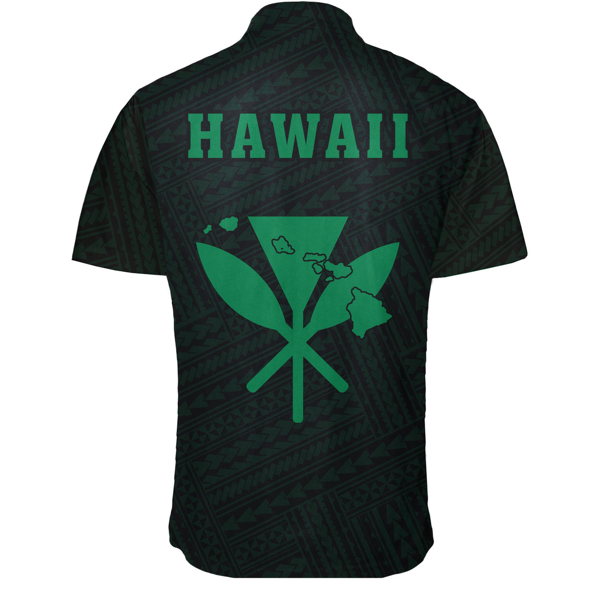 Hawaii Kakau Polynesian Kanaka Map Short Sleeve Shirt - Green - Polynesian Pride