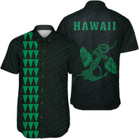 Hawaii Kakau Polynesian Anchor Short Sleeve Shirt - Green Unisex Green - Polynesian Pride