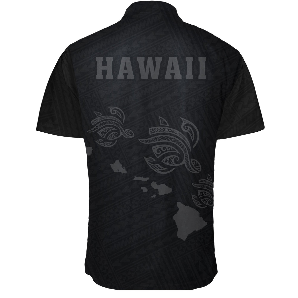 Hawaii Kakau Polynesian Three Turtles Map Short Sleeve Shirt - Grey - Polynesian Pride