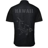 Hawaii Kakau Polynesian Hammerhead Shark Short Sleeve Shirt - Grey - Polynesian Pride