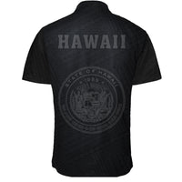 Hawaii Kakau Polynesian Coat Of Arms Short Sleeve Shirt - Grey - Polynesian Pride