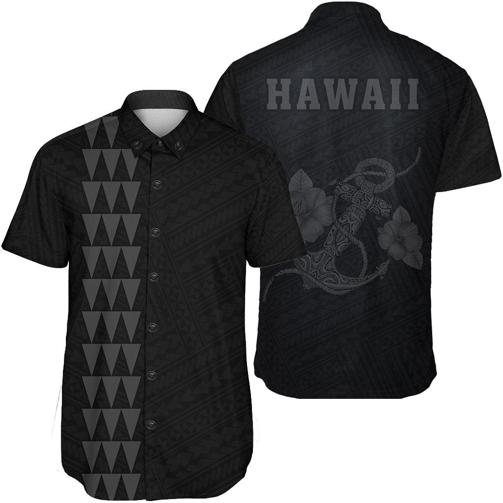 Hawaii Kakau Polynesian Anchor Short Sleeve Shirt - Grey Unisex Grey - Polynesian Pride