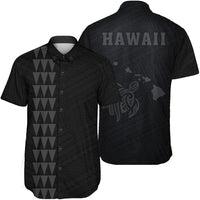 Hawaii Kakau Polynesian Turtle Map Short Sleeve Shirt - Grey Unisex Grey - Polynesian Pride