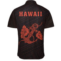 Hawaii Kakau Polynesian Anchor Short Sleeve Shirt - Orange - Polynesian Pride