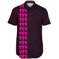 Hawaii Kakau Polynesian Hammerhead Shark Short Sleeve Shirt - Pink - Polynesian Pride