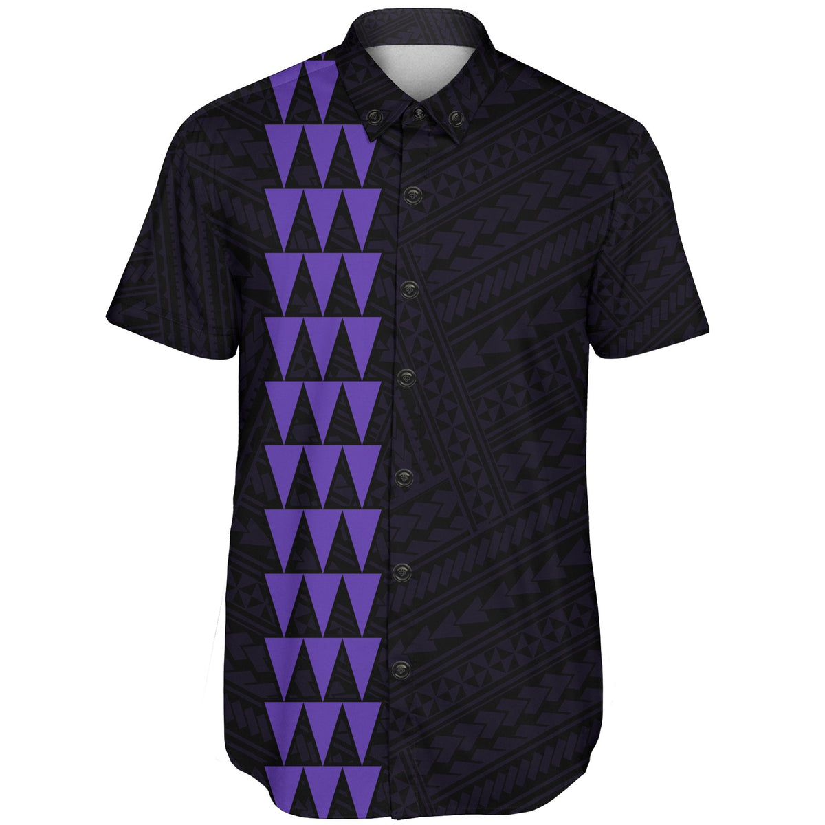 Hawaii Kakau Polynesian Coat Of Arms Short Sleeve Shirt - Purple - Polynesian Pride