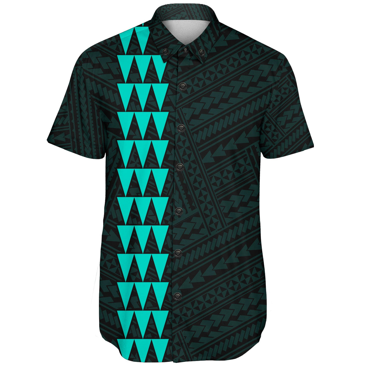 Hawaii Kakau Polynesian Anchor Short Sleeve Shirt - Turquoise - Polynesian Pride