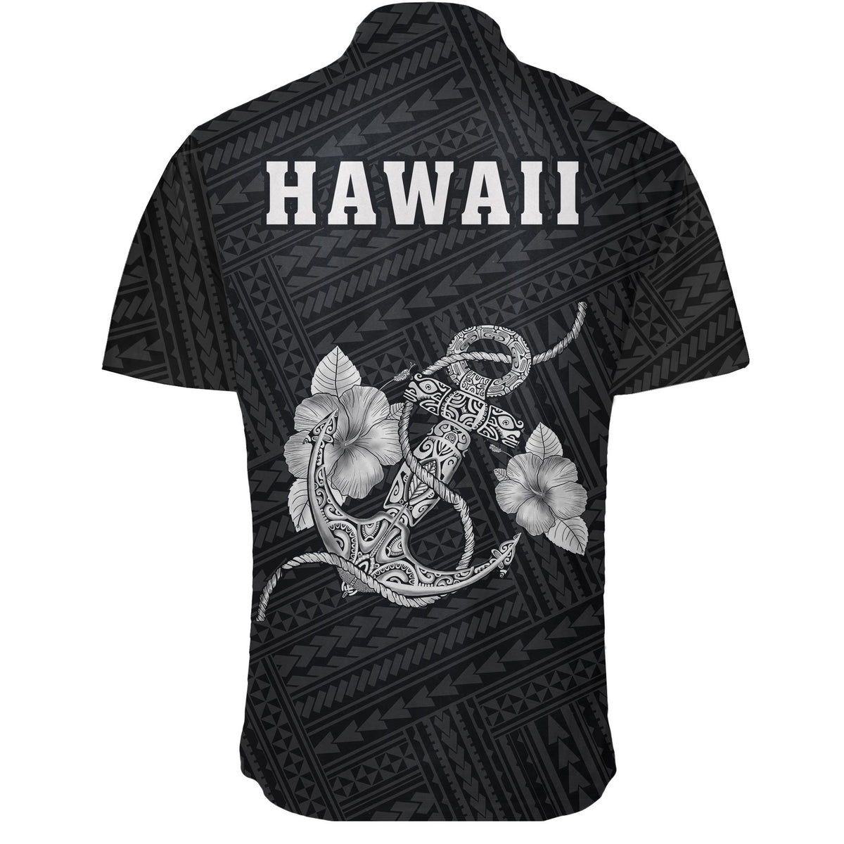 Hawaii Kakau Polynesian Anchor Short Sleeve Shirt - White - Polynesian Pride