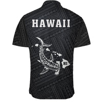 Hawaii Kakau Polynesian Hammerhead Shark Short Sleeve Shirt - White - Polynesian Pride