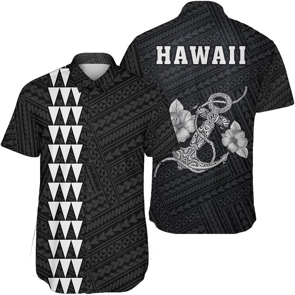 Hawaii Kakau Polynesian Anchor Short Sleeve Shirt - White Unisex White - Polynesian Pride