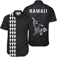 Hawaii Kakau Polynesian Hammerhead Shark Short Sleeve Shirt - White Unisex White - Polynesian Pride
