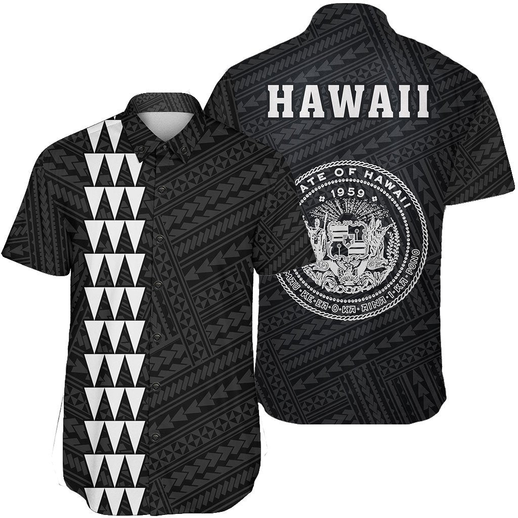 Hawaii Kakau Polynesian Coat Of Arms Short Sleeve Shirt - White Unisex White - Polynesian Pride