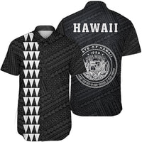 Hawaii Kakau Polynesian Coat Of Arms Short Sleeve Shirt - White Unisex White - Polynesian Pride