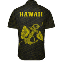 Hawaii Kakau Polynesian Anchor Short Sleeve Shirt - Yellow - Polynesian Pride