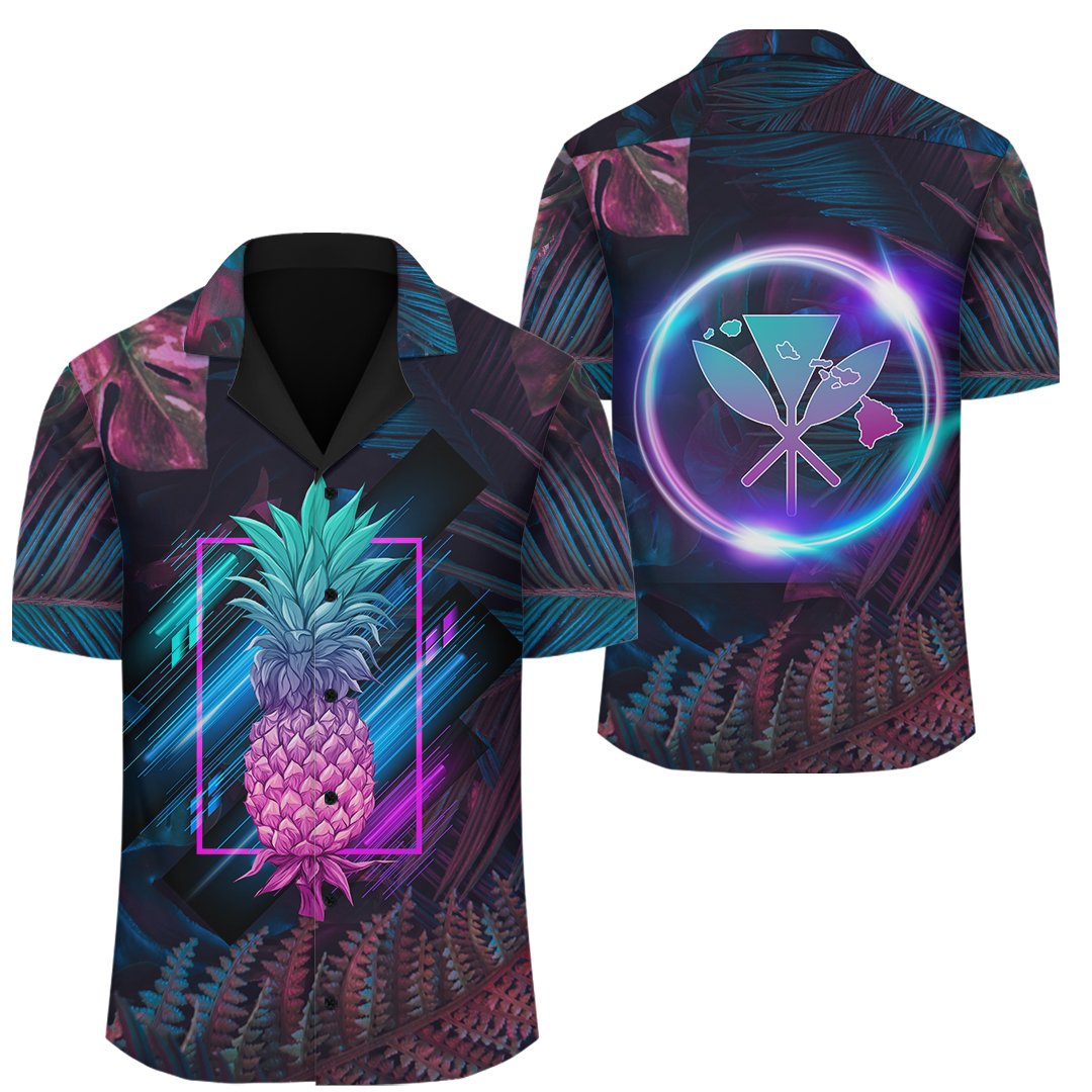 Hawaii Pineapple Kanaka Map Tropical Shirt - Pub Style - AH Unisex Violet - Polynesian Pride