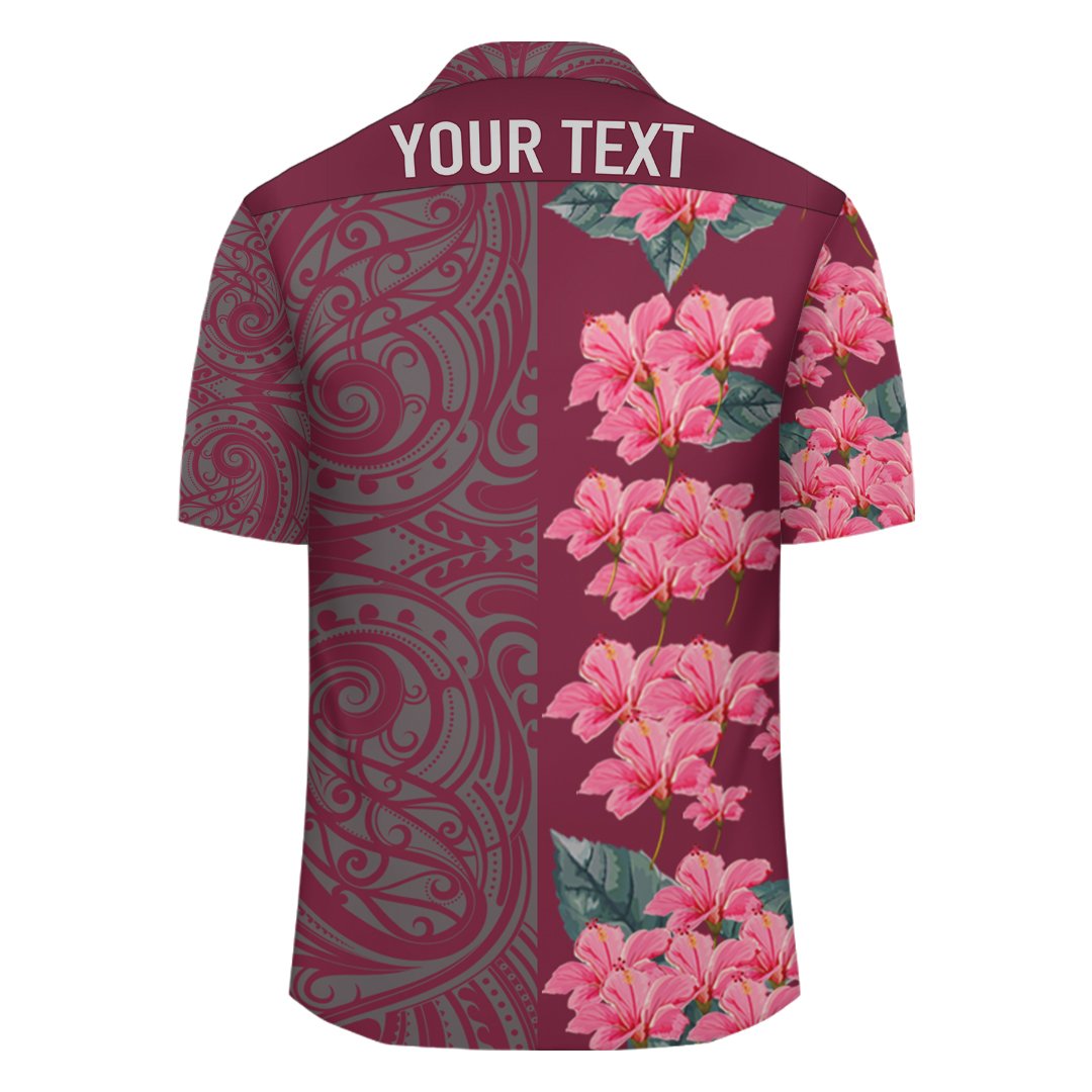 (Personalized) Hibiscus Flowers Polynesian - Hawaiian Shirt - Pink - Curtis Style - Polynesian Pride