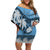 Fiji Day Off Shoulder Short Dress Flying Fijians Masi Kesa Style - Turquoise LT7 Women Turquoise - Polynesian Pride