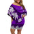 Fiji Day Off Shoulder Short Dress Flying Fijians Masi Kesa Style - Violet LT7 Women Violet - Polynesian Pride