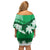 Fiji Day Off Shoulder Short Dress Flying Fijians Masi Kesa Style - Green LT7 - Polynesian Pride