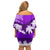 Fiji Day Off Shoulder Short Dress Flying Fijians Masi Kesa Style - Violet LT7 - Polynesian Pride