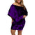 Maori Off Shoulder Short Dress Humming Bird - Purple LT7 Women Purple - Polynesian Pride