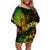 Maori Off Shoulder Short Dress Humming Bird - Reggae LT7 Women Reggae - Polynesian Pride