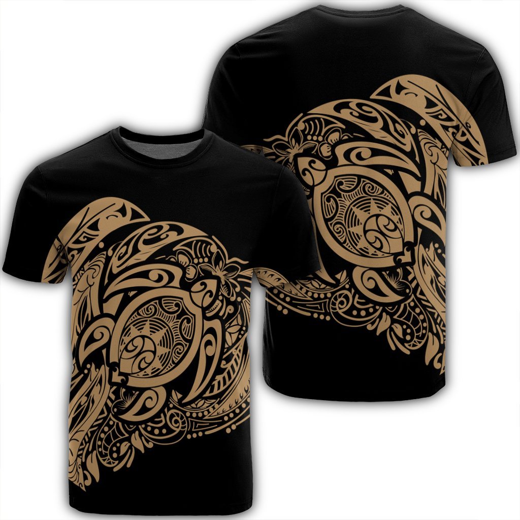 Simple T Shirt Gold Unisex Black - Polynesian Pride