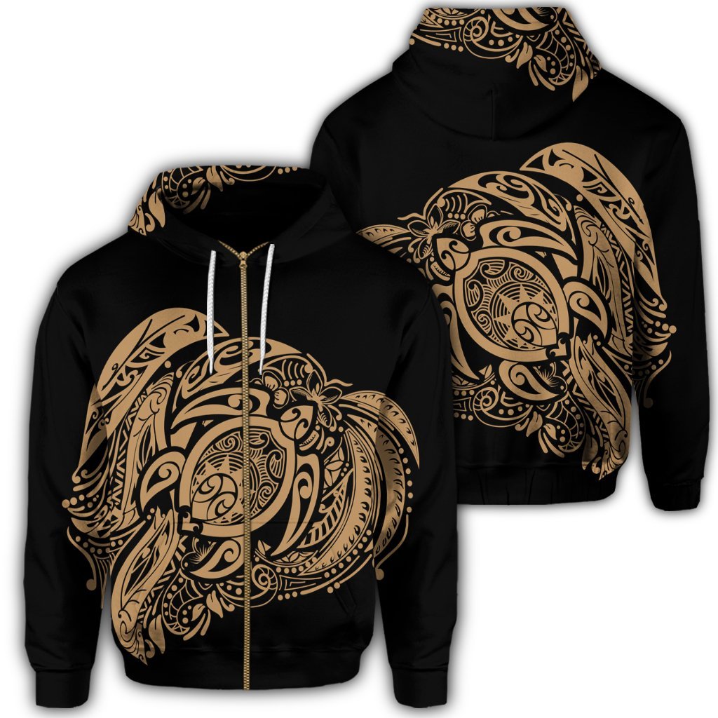 Simple Zip Hoodie Gold Unisex Art - Polynesian Pride