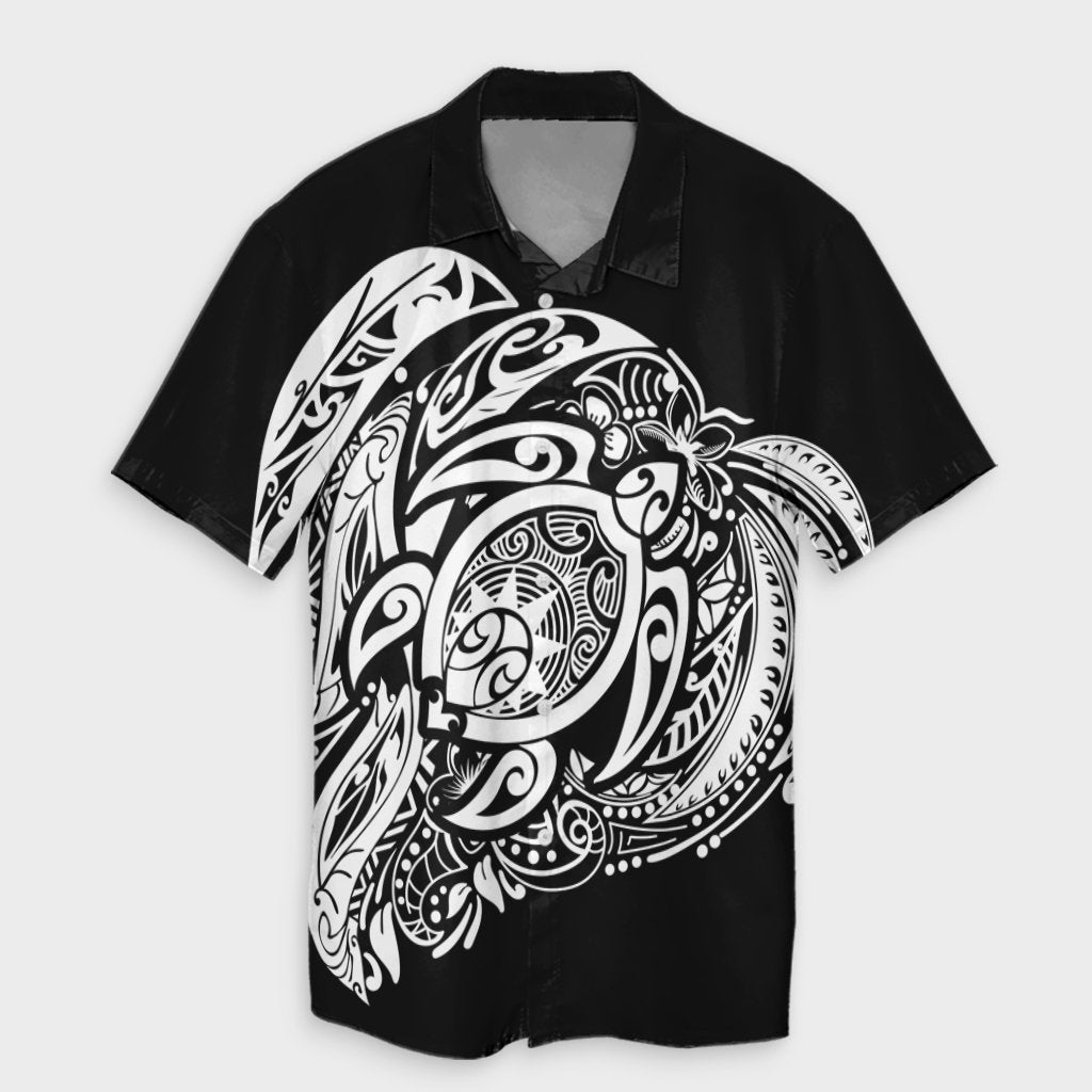 Simple Hawaiian Shirt White AH Unisex Black - Polynesian Pride