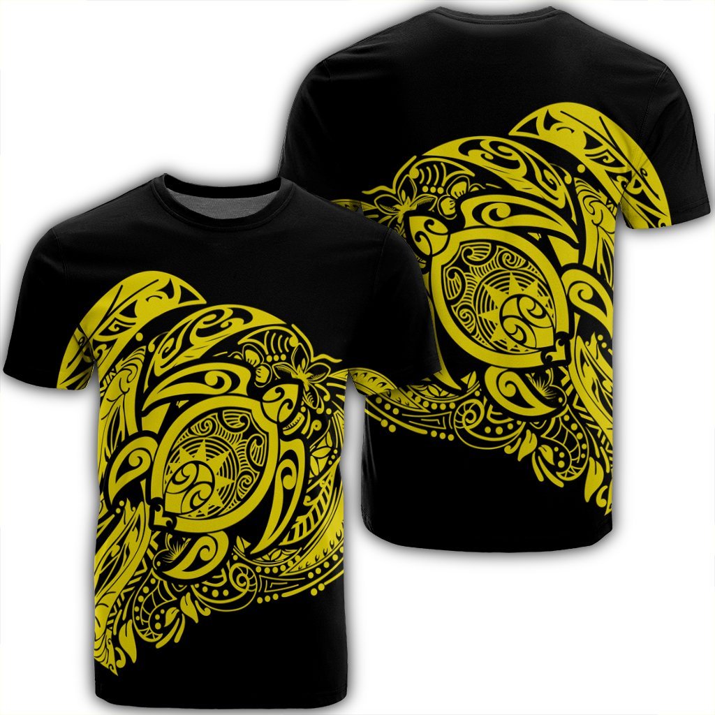 Simple T Shirt Yellow Unisex Black - Polynesian Pride